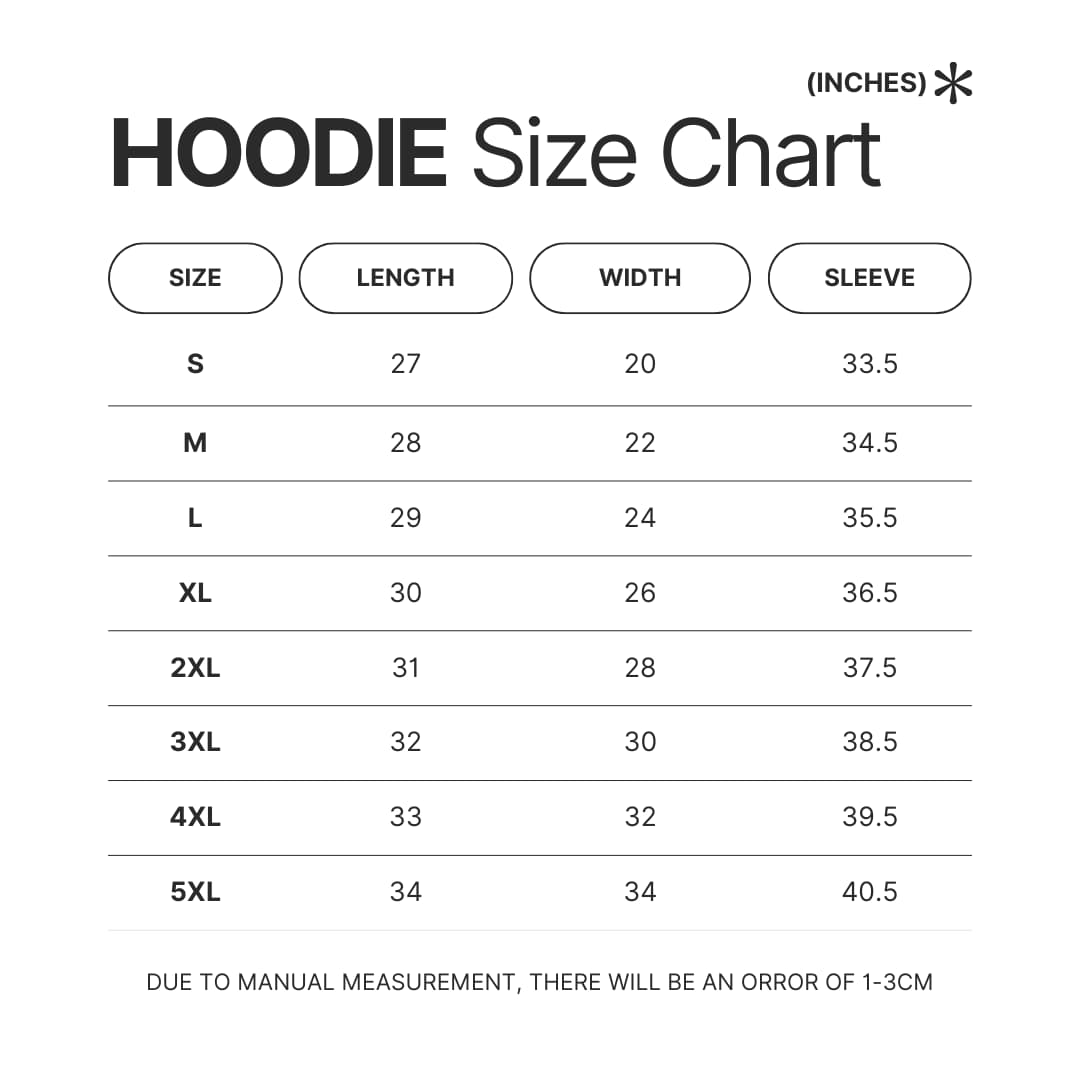Hoodie Size Chart - Solo Leveling UK Shop