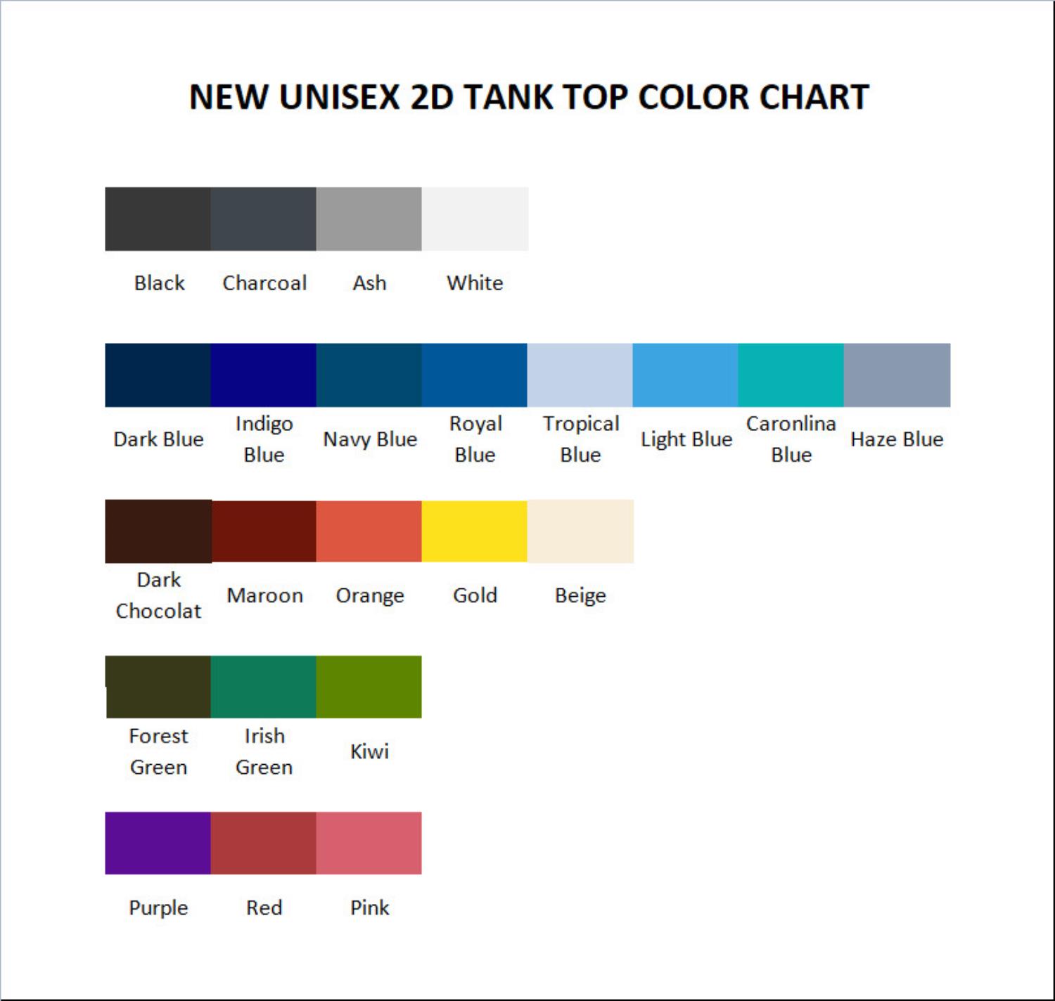 tank top color chart - Solo Leveling UK Shop