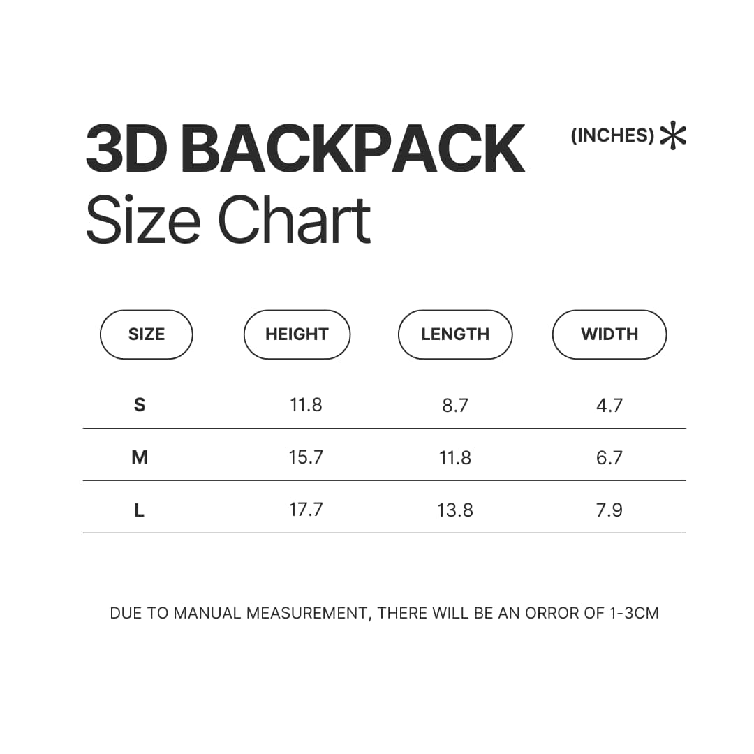 3D Backpack Size Chart - Solo Leveling UK Shop