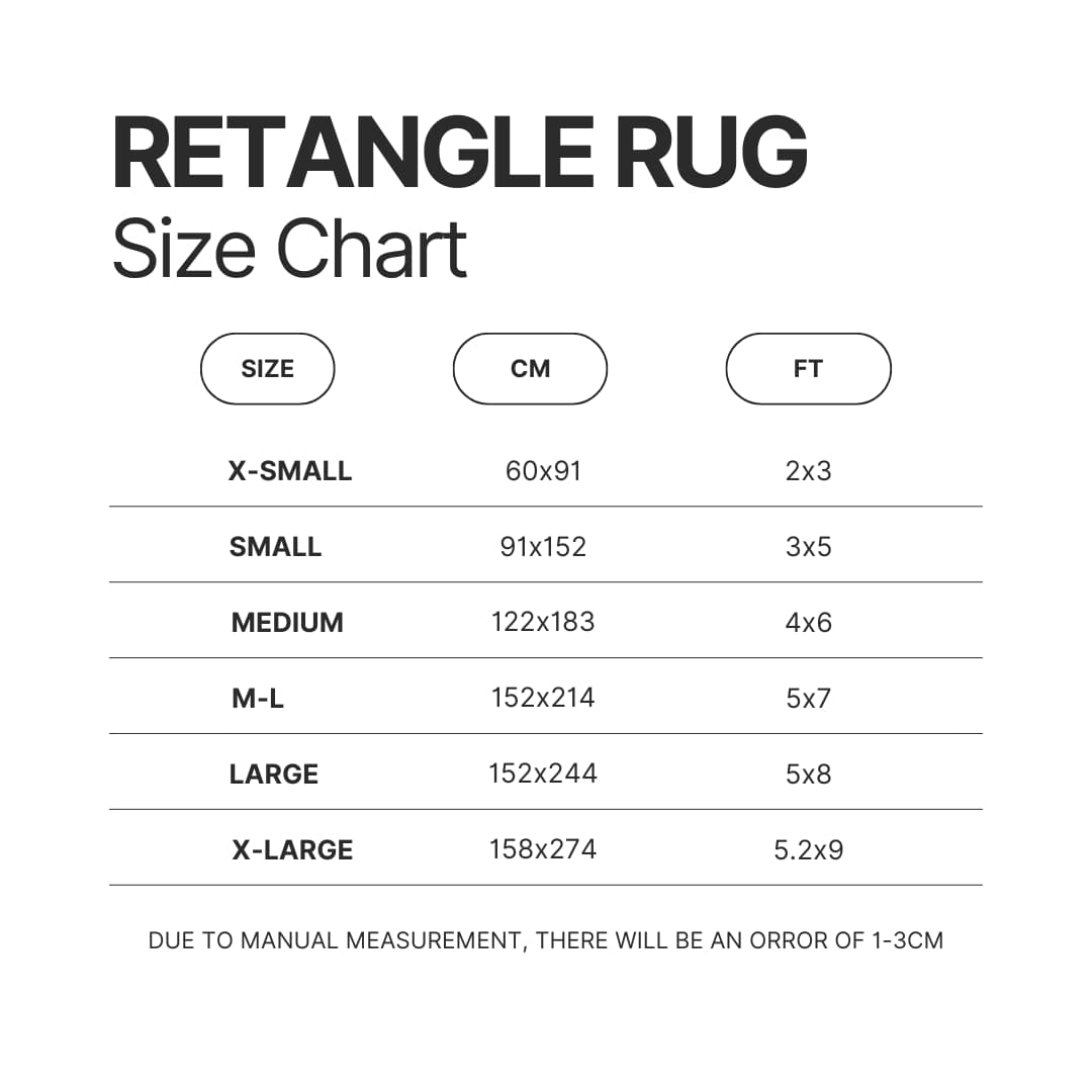 Retangle Rug Size Chart - Solo Leveling UK Shop